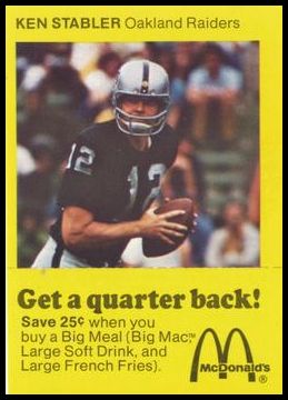 1975 McDonald's Quarterbacks Ken Stabler